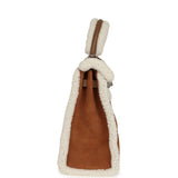 Hermes Teddy Kelly Retourne 35 Chamois, Ecru Shearling, Alezan Swift Palladium Hardware - Thumbnail View 3
