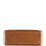 Hermes Teddy Kelly Retourne 35 Chamois, Ecru Shearling, Alezan Swift Palladium Hardware - Thumbnail View 6