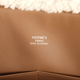 Hermes Teddy Kelly Retourne 35 Chamois, Ecru Shearling, Alezan Swift Palladium Hardware - Thumbnail View 8