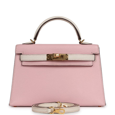 Hermes Special Order (HSS) Kelly Sellier 20 Rose Sakura, Nata Chevre Mysore Gold Hardware