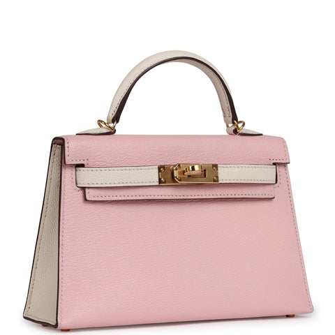 Hermes Special Order (HSS) Kelly Sellier 20 Rose Sakura, Nata Chevre Mysore Gold Hardware