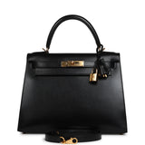 Pre-owned Hermes Kelly Sellier 28 Black Box Gold Hardware - Thumbnail View 1