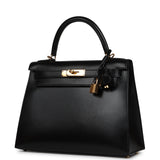 Pre-owned Hermes Kelly Sellier 28 Black Box Gold Hardware - Thumbnail View 5