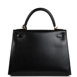 Pre-owned Hermes Kelly Sellier 28 Black Box Gold Hardware - Thumbnail View 4