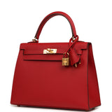 Hermes Kelly Sellier 25 Rouge Piment Epsom Gold Hardware - Thumbnail View 5