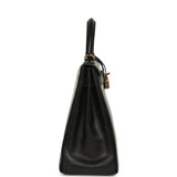 Vintage Hermes Kelly Retourne 32 Black Box Gold Hardware - Thumbnail View 3