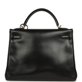 Vintage Hermes Kelly Retourne 32 Black Box Gold Hardware - Thumbnail View 4
