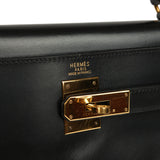 Vintage Hermes Kelly Retourne 32 Black Box Gold Hardware - Thumbnail View 7
