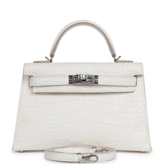 Hermes Kelly Sellier 20 Creme Chantilly Matte Alligator Palladium Hardware