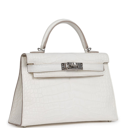 Hermes Kelly Sellier 20 Creme Chantilly Matte Alligator Palladium Hardware