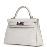 Hermes Kelly Sellier 20 Creme Chantilly Matte Alligator Palladium Hardware - Thumbnail View 4