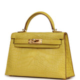 Pre-owned Hermes Kelly 20 Sellier Mimosa Matte Alligator Gold Hardware - Thumbnail View 5