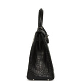 Pre-owned Hermes Kelly Retourne 28 Black Matte Niloticus Crocodile Palladium Hardware - Thumbnail View 3
