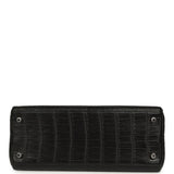 Pre-owned Hermes Kelly Retourne 28 Black Matte Niloticus Crocodile Palladium Hardware - Thumbnail View 6