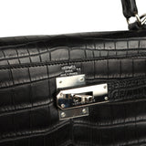 Pre-owned Hermes Kelly Retourne 28 Black Matte Niloticus Crocodile Palladium Hardware - Thumbnail View 7