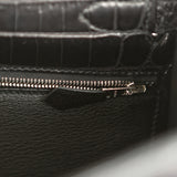 Pre-owned Hermes Kelly Retourne 28 Black Matte Niloticus Crocodile Palladium Hardware - Thumbnail View 9