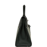 Hermes Kelly Lakis 35 Vert Anglais Swift, Toile Riga Palladium Hardware - Thumbnail View 3