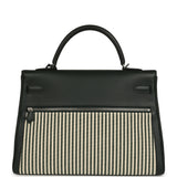 Hermes Kelly Lakis 35 Vert Anglais Swift, Toile Riga Palladium Hardware - Thumbnail View 4
