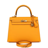 Hermes Special Order (HSS) Kelly Sellier 25 Jaune D'Or Verso Epsom Gold Hardware - Thumbnail View 1