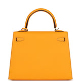 Hermes Special Order (HSS) Kelly Sellier 25 Jaune D'Or Verso Epsom Gold Hardware - Thumbnail View 4