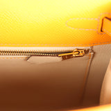 Hermes Special Order (HSS) Kelly Sellier 25 Jaune D'Or Verso Epsom Gold Hardware - Thumbnail View 9