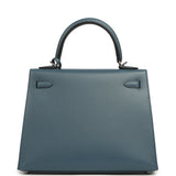 Hermes Kelly Sellier 25 Bleu Tempette Madame Palladium Hardware - Thumbnail View 4