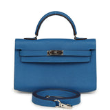 Pre-owned Hermes Micro Kelly 15 Mykonos Epsom Palladium Hardware - Thumbnail View 1