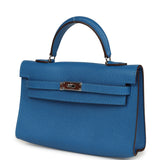 Pre-owned Hermes Micro Kelly 15 Mykonos Epsom Palladium Hardware - Thumbnail View 5