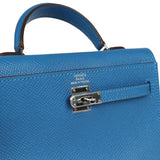 Pre-owned Hermes Micro Kelly 15 Mykonos Epsom Palladium Hardware - Thumbnail View 7