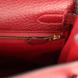 Vintage Hermes Kelly Retourne 32 Rouge H Fjord Gold Hardware - Thumbnail View 9