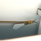 Pre-owned Hermes Kelly Sellier 25 Bleu Brume Epsom Gold Hardware - Thumbnail View 9