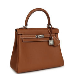 Hermes Kelly Retourne 25 Gold Togo Palladium Hardware
