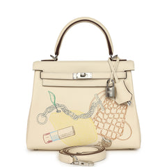 Hermes Kelly Retourne 25 "In & Out" Nata Swift Palladium Hardware