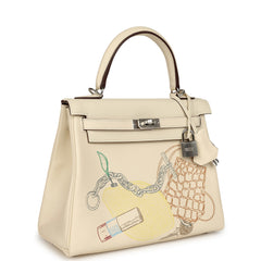 Hermes Kelly Retourne 25 "In & Out" Nata Swift Palladium Hardware