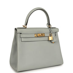Hermes Kelly Retourne 28 Bleu Glacier Evercolor Gold Hardware