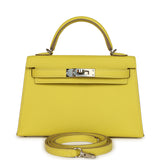 Pre-owned Hermes Kelly Sellier 20 Lime Epsom Palladium Hardware - Thumbnail View 1