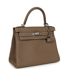 Hermes Kelly Retourne 28 Etoupe Togo Palladium Hardware