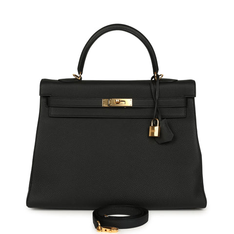 Hermes Kelly Retourne 35 Black Togo Gold Hardware