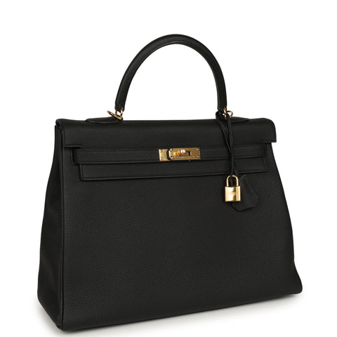 Hermes Kelly Retourne 35 Black Togo Gold Hardware