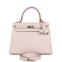 Hermes Kelly Sellier 25 Mauve Pale Epsom Palladium Hardware