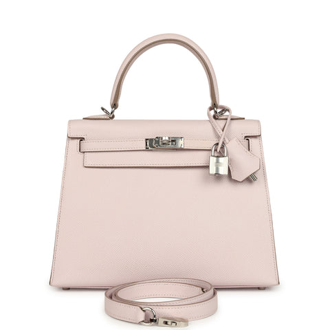 Hermes Kelly Sellier 25 Mauve Pale Epsom Palladium Hardware