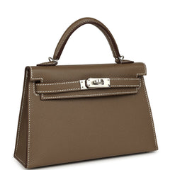 Hermes Kelly Sellier 20 Etoupe Epsom Palladium Hardware