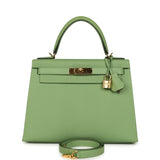 Pre-owned Hermes Kelly Sellier 28 Vert Criquet Epsom Gold Hardware - Thumbnail View 1
