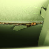 Pre-owned Hermes Kelly Sellier 28 Vert Criquet Epsom Gold Hardware - Thumbnail View 9