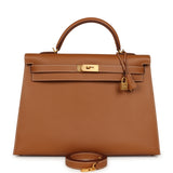 Hermes Special Order (HSS) Kelly Sellier 40 Gold Verso Epsom Brushed Gold Hardware - Thumbnail View 1