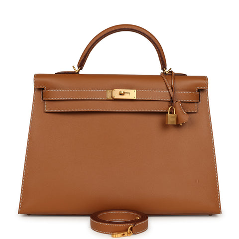 Hermes Special Order (HSS) Kelly Sellier 40 Gold Verso Epsom Brushed Gold Hardware