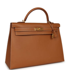 Hermes Special Order (HSS) Kelly Sellier 40 Gold Verso Epsom Brushed Gold Hardware