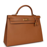 Hermes Special Order (HSS) Kelly Sellier 40 Gold Verso Epsom Brushed Gold Hardware - Thumbnail View 2