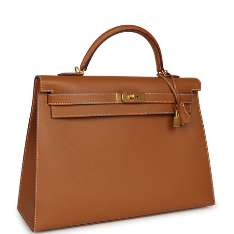 Hermes Special Order (HSS) Kelly Sellier 40 Gold Verso Epsom Brushed Gold Hardware