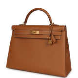 Hermes Special Order (HSS) Kelly Sellier 40 Gold Verso Epsom Brushed Gold Hardware - Thumbnail View 5